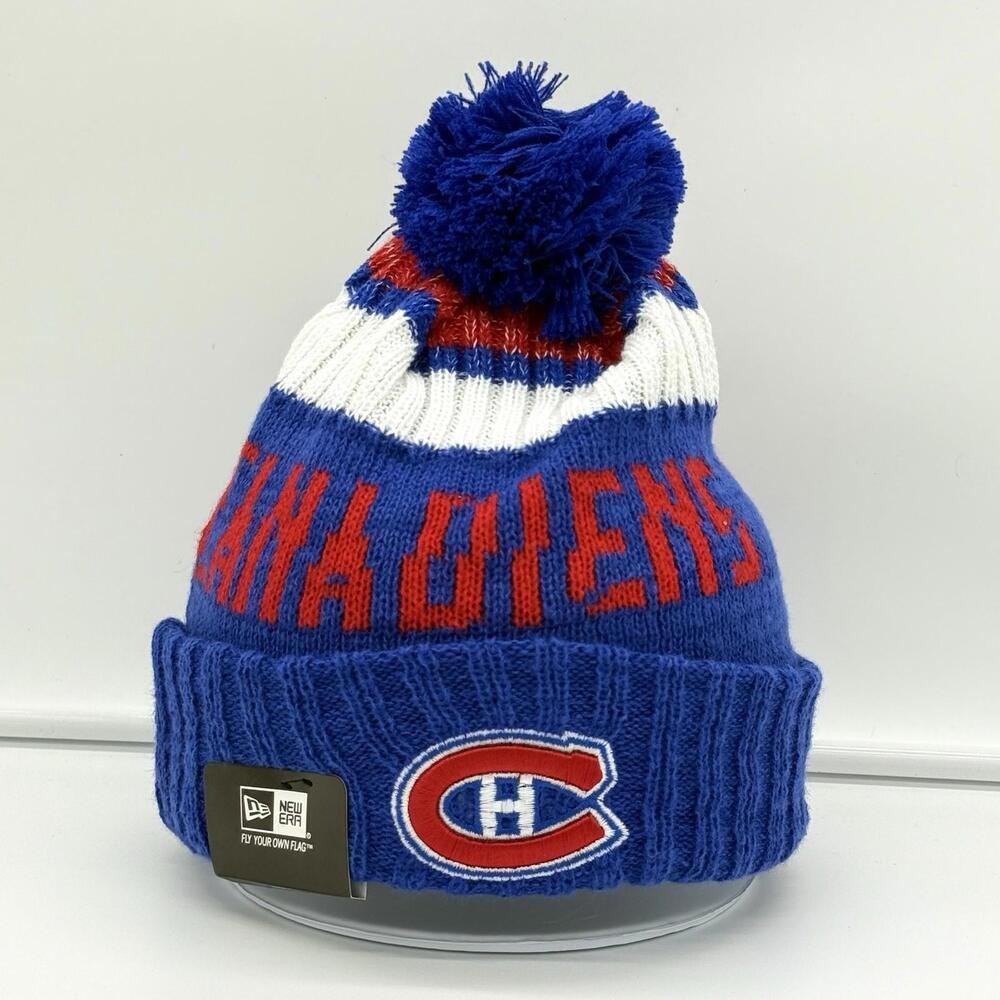 New Era Montreal Canadiens Pom Beanie NHL Knit Hat Navy One Size Fit All Men NWT